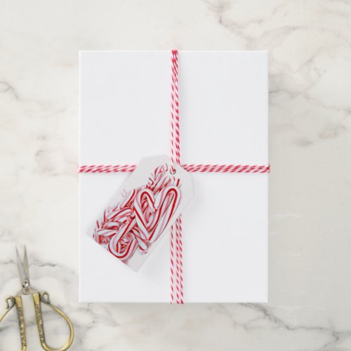Christmas candy cane heart gift tags