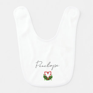 Christmas Candy Cane Heart Holiday Baby Bib