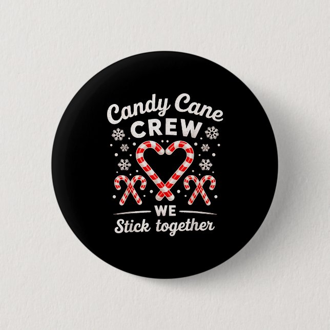 Christmas Candy Cane Heart Holiday Family Matching Button (Front)