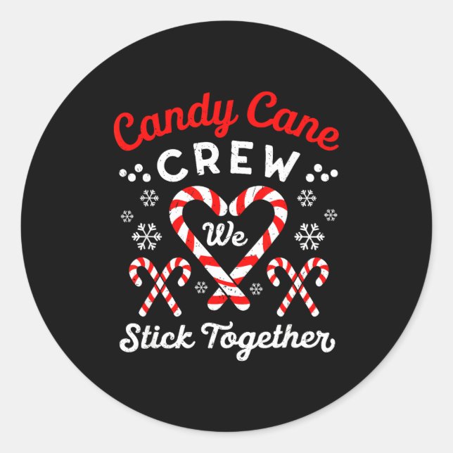 Christmas Candy Cane Heart Holiday Family Matching Classic Round Sticker (Front)