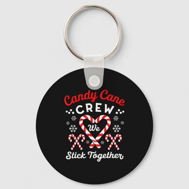 Christmas Candy Cane Heart Holiday Family Matching Keychain (Front)