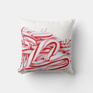 Christmas candy cane heart throw pillow
