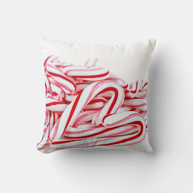 Christmas candy cane heart throw pillow (Front)