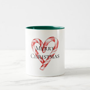 Christmas Candy Cane Heart Two-Tone Coffee Mug