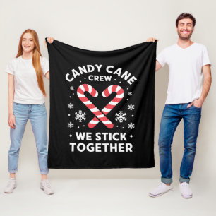 Christmas Candy Cane Heart We Stick Together Fleece Blanket