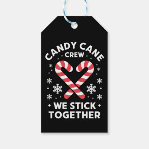 Christmas Candy Cane Heart We Stick Together Gift Tags
