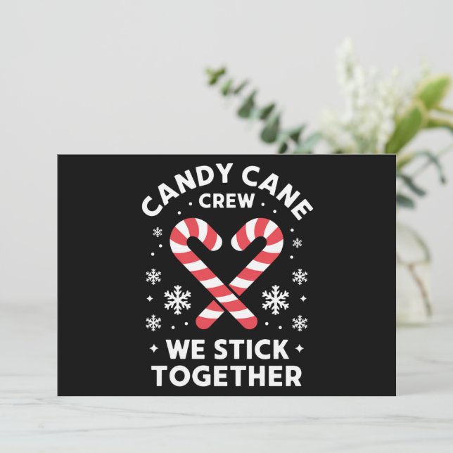 Christmas Candy Cane Heart We Stick Together  Holiday Card (Standing Front)