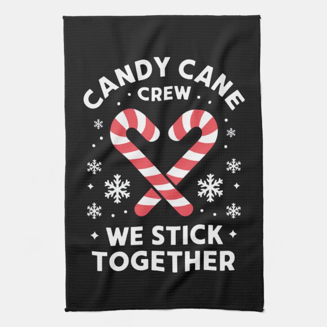 Christmas Candy Cane Heart We Stick Together  Kitchen Towel (Vertical)