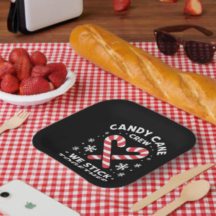 Christmas Candy Cane Heart We Stick Together Paper Plates