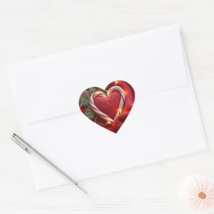 Christmas Candy Cane Heart With Lights Sticker