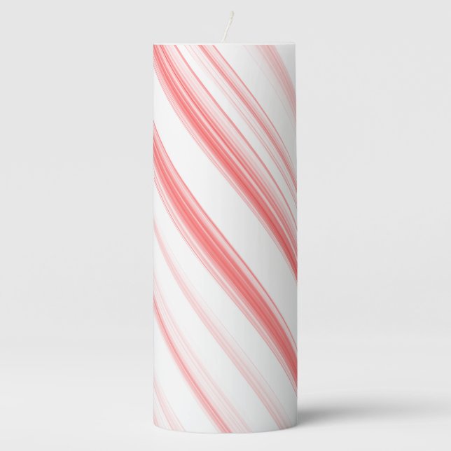 Christmas Candy Cane Holiday Pillar Candle (Front)