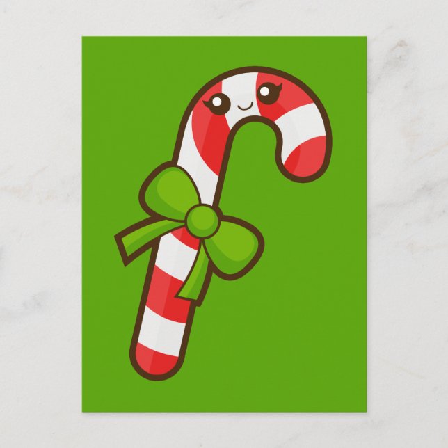 Christmas Candy Cane Holiday Postcard (Front)
