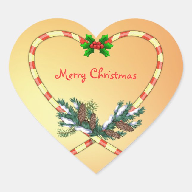 Christmas Candy cane, holly, pine, cones Sticker (Front)