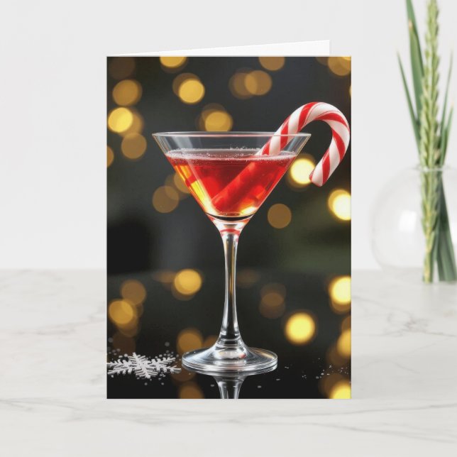Christmas Candy Cane In a Cocktail Card (Front)