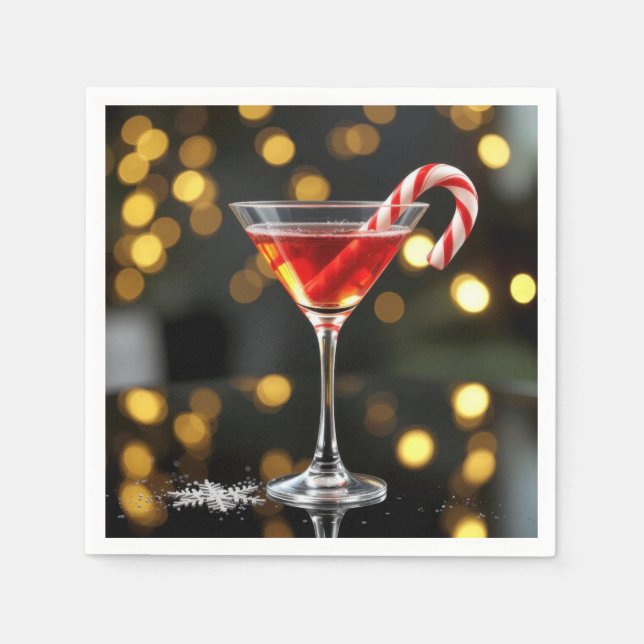 Christmas Candy Cane In a Cocktail Napkins (Front)