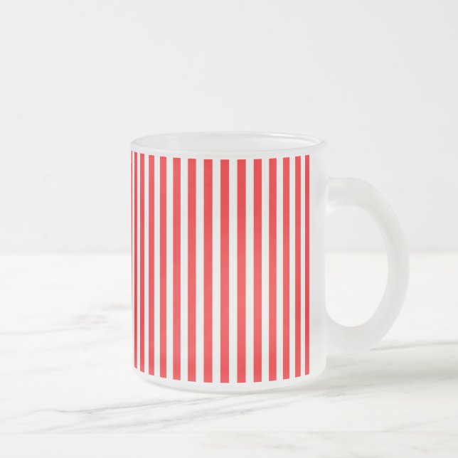 Christmas Candy Cane in Christmas Red Frosted Glass Coffee Mug (Right)