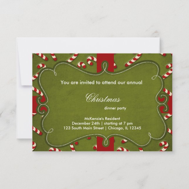 Christmas Candy Cane Invitation (Front)