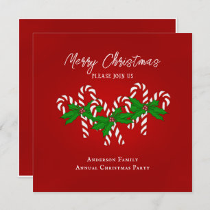 Christmas Candy Cane Invitation