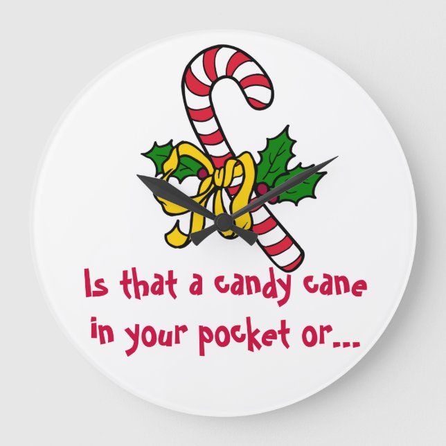 Christmas Candy Cane Joke Large Clock (Front)