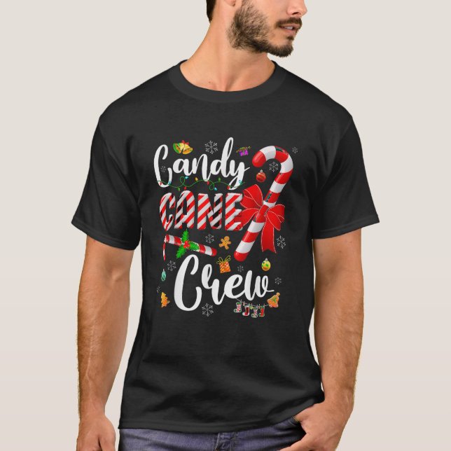 Christmas Candy Cane Lights Xmas Matching Family P T-Shirt (Front)