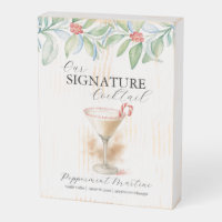 Christmas Candy Cane Martini Wood Bar Signs