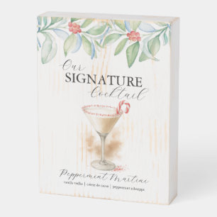 Christmas Candy Cane Martini Wood Bar Signs