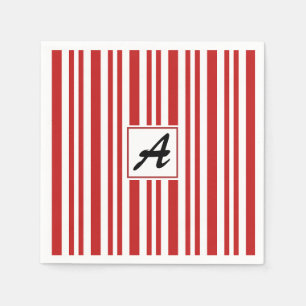 Christmas Candy Cane Monogram Paper Napkins