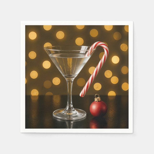 Christmas Candy Cane On a Martini Glass Napkins (Front)