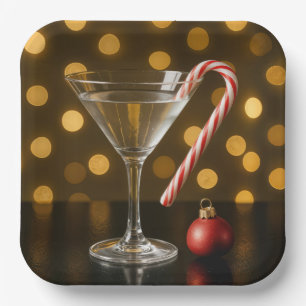 Christmas Candy Cane On a Martini Glass Paper Plates