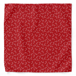 Christmas Candy Cane on Red Background Pattern Bandana