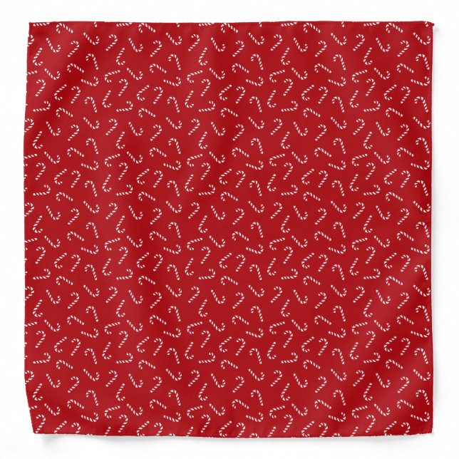 Christmas Candy Cane on Red Background Pattern Bandana (Front)