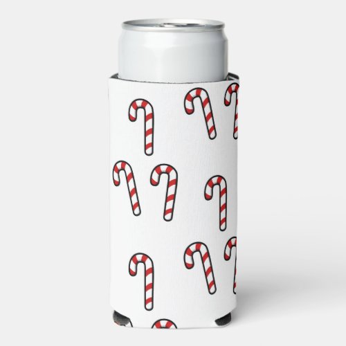 Christmas candy cane on white seltzer can cooler