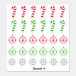 [ Thumbnail: Christmas Candy Cane, Ornament, Snowflake Symbols Sticker ]