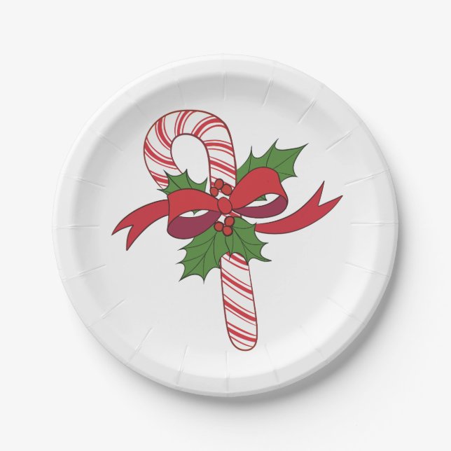 Christmas Candy Cane Paper Plates (Front)