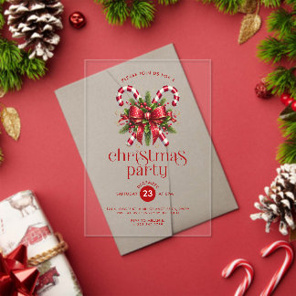 Christmas Candy Cane Party Invitation