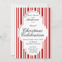 Christmas Candy Cane Party Invitation