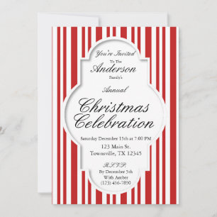Christmas Candy Cane Party Invitation