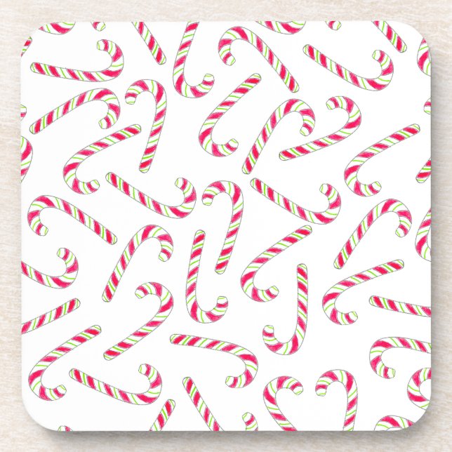 Christmas candy cane pattern beverage coaster (Front)