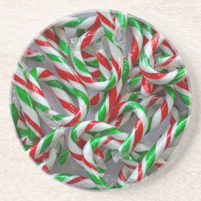 Christmas candy cane pattern drink coaster (Front)