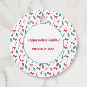 Christmas Candy Cane Pattern Favor Tags