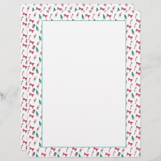 Christmas Candy Cane Pattern Letterhead (Front/Back)