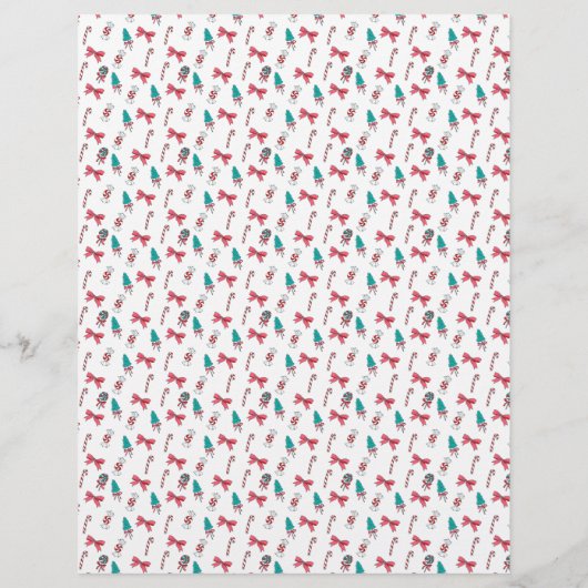Christmas Candy Cane Pattern Letterhead (Back)