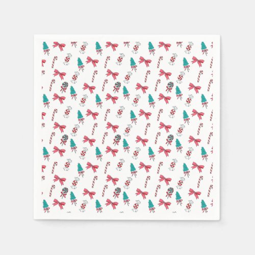 Christmas Candy Cane Pattern Napkins