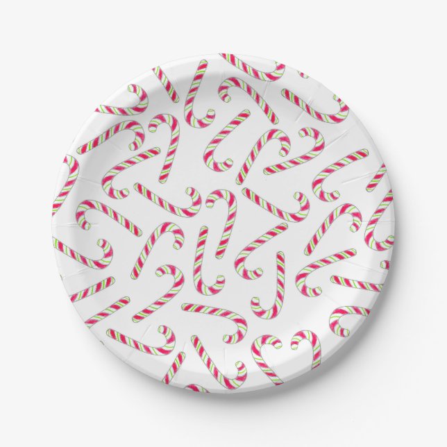 Christmas candy cane pattern paper plates (Front)