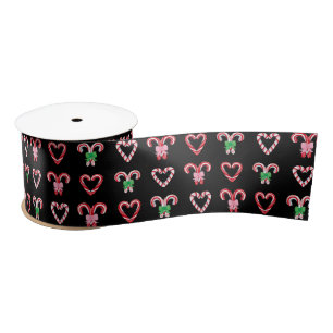 Christmas Candy Cane Pattern Satin Ribbon