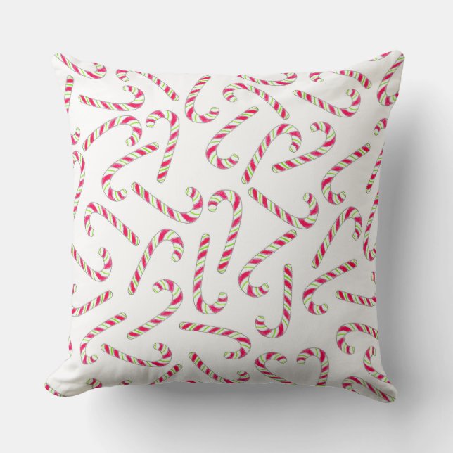 Christmas candy cane pattern throw pillow (Front)