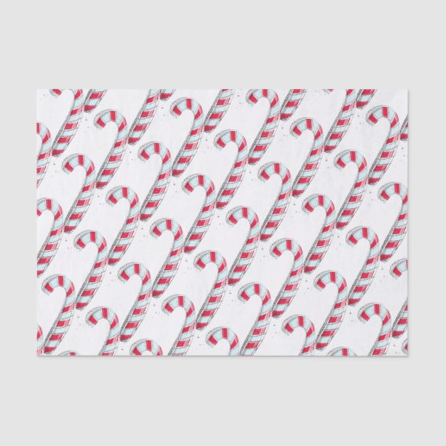 Christmas Candy Cane Pattern Tissue Paper (Front)