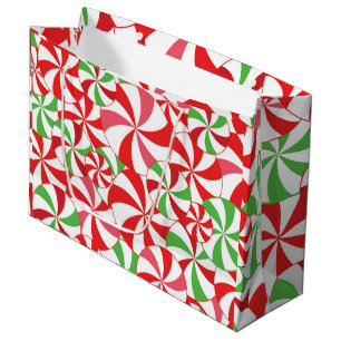 Christmas Candy Cane Pattern, Xmas Party Candy Large Gift Bag