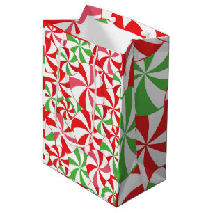 Christmas Candy Cane Pattern, Xmas Party Candy Medium Gift Bag