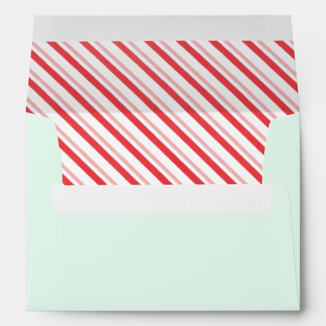 Christmas Candy Cane Peppermint Green Envelope (Back (Bottom))